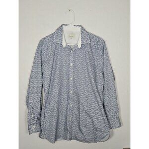 Ted Baker Endurance Blue Micro Floral Flip Cuff Dress Shirt Mens Sz 16 32/33